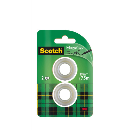 Лента невидимая клейкая Scotch Magic, 2 шт/упак(рефиллы),19мм х7,5м