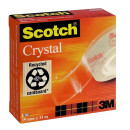 Клейкая лента канцелярская 3М Scotch Crystal 600, прозрачная, в коробочке, 19 мм х 33 м