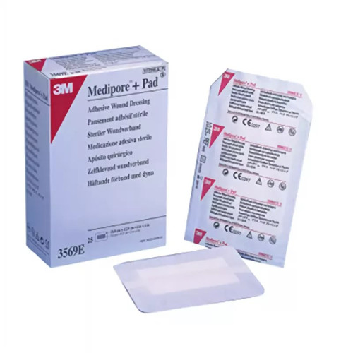 Раневая повязка 3М Medipore+Pad 3569E,10 х 15 см, прокладка 5 х 10,5см, 25 шт/кор